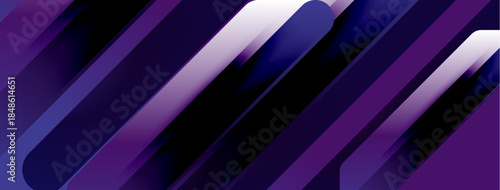 Abstract geometric shapes, purple hues dominate. Diagonal lines create dynamic visual effect, modern design elements present.