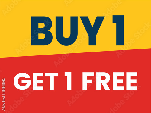 Buy 1 get 1 free sale banner with retro texture and bold typography