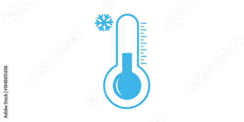 Cold weather thermometer icon vector illustration on white background. Flat web design element for website, app or infographics materials.
