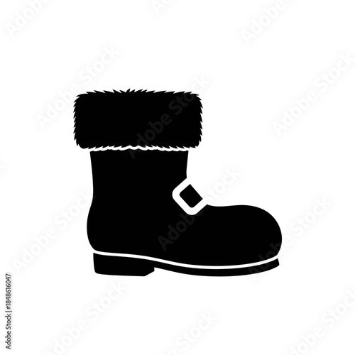 Furry winter boot with buckle detail