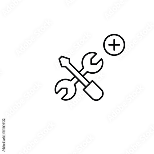black tools icon with plus sign clip art preview