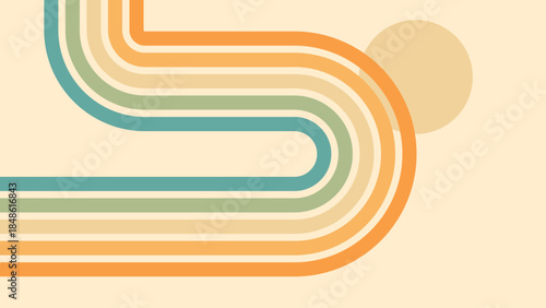 Abstract background of rainbow groovy Wavy Line design in 1970s Hippie Retro style. Vector pattern ready to use for cloth, textile, wrap and other.