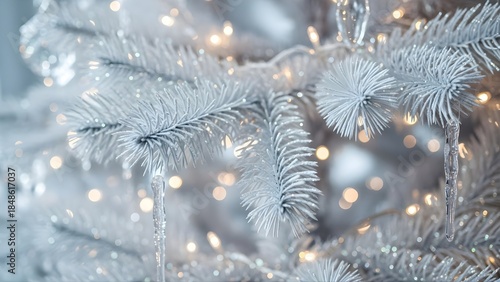 Frosty christmas tree with icicles