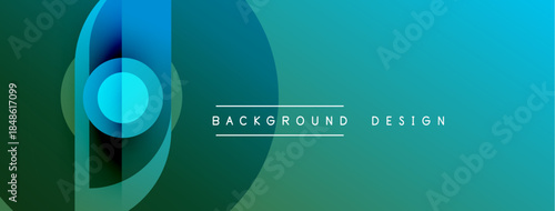 Abstract gradient shapes create modern background. Teal, blue, green hues blend smoothly. Minimalist design elements present clean aesthetic.
