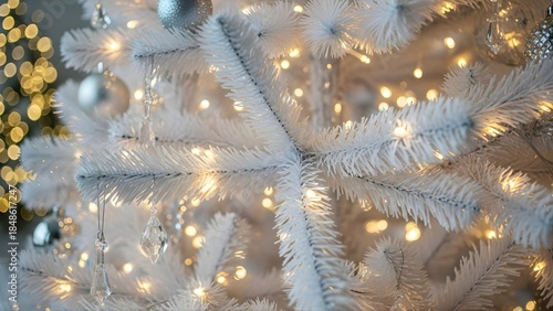Illuminated white christmas tree
