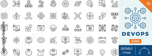 DevOps icon collection set. Editable stroke.