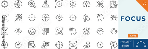 Focus icon collection set. Editable stroke.
