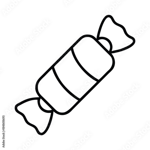 A simple line drawing of a wrapped candy.