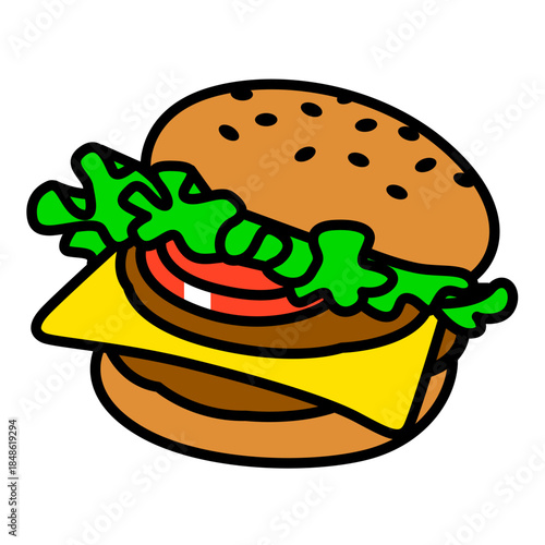 ファストフード店のハンバーガー