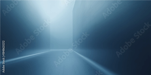 An empty 3d render of a modern interior apartment hall featuring a blank gallery wall and minimalist architecture design with soft window light illuminating the floor space