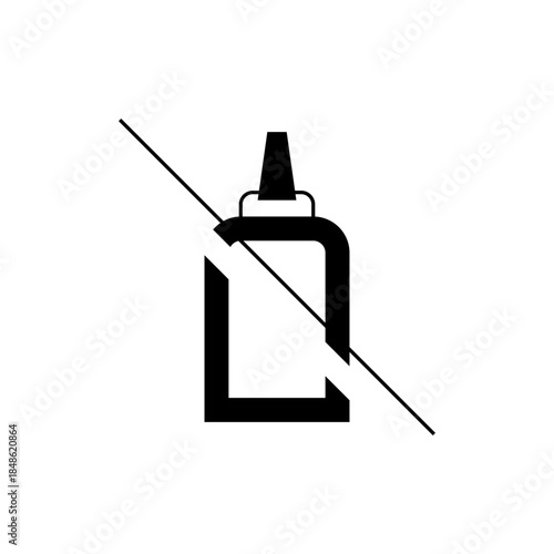 Black and White Glue Bottle Icon with Diagonal Line