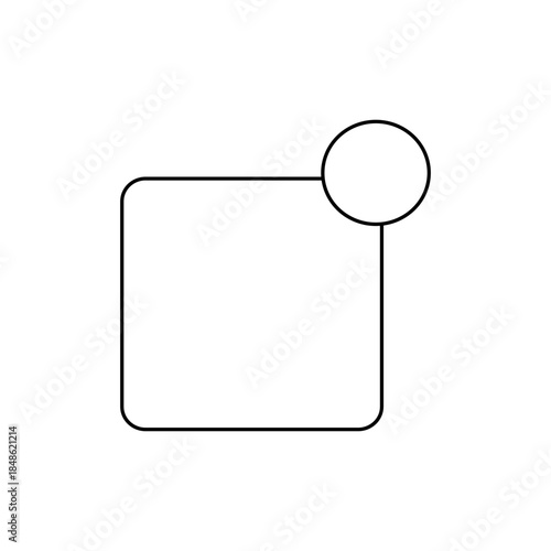 Minimalist Line Art Square with Circle, Simple Black and White Design