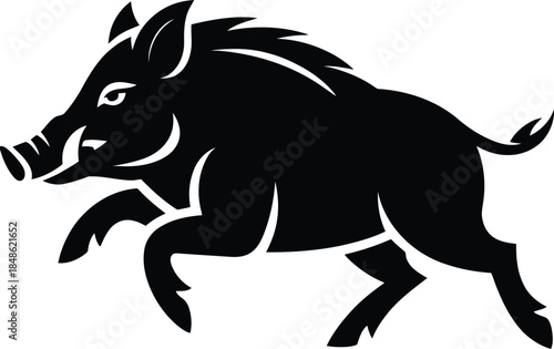Wild boar running silhouette