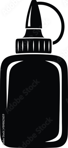 Simple black and white illustration of a condiment or oil bottle