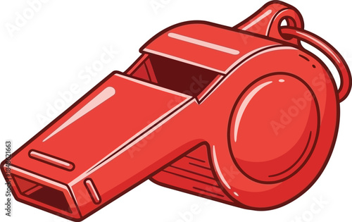 A vibrant red whistle illustration a common tool for signaling and sports
