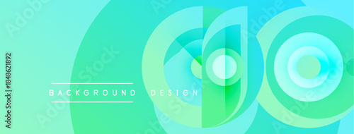Abstract turquoise background. Overlapping circles create dynamic visual effect. Modern design elements suggest innovation, technology.