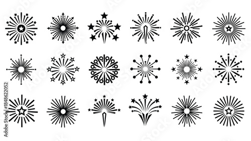 Collection of diverse starburst shapes and designs a striking silhouette