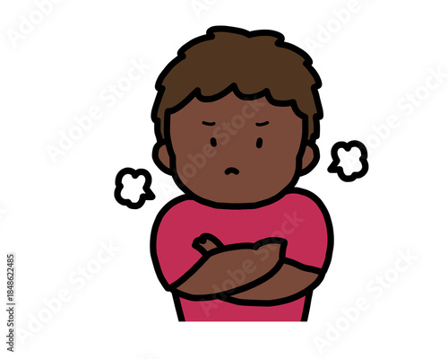 ぷんぷん怒る　黒人の男の子