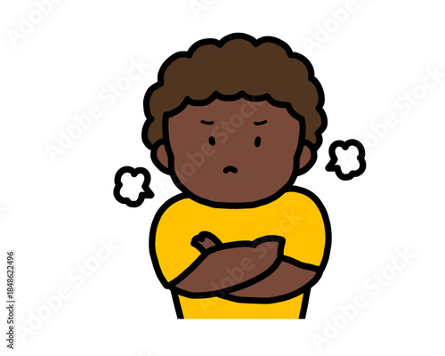 ぷんぷん怒る　黒人の男の子