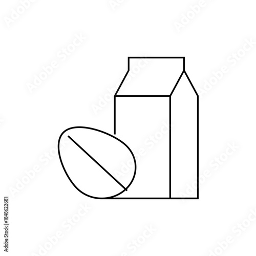 Minimalist Black and White Egg and Milk Carton Illustration