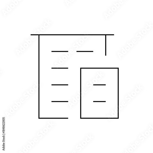 Minimalist Line Art of Double Door Refrigerator with Freezer Compartment