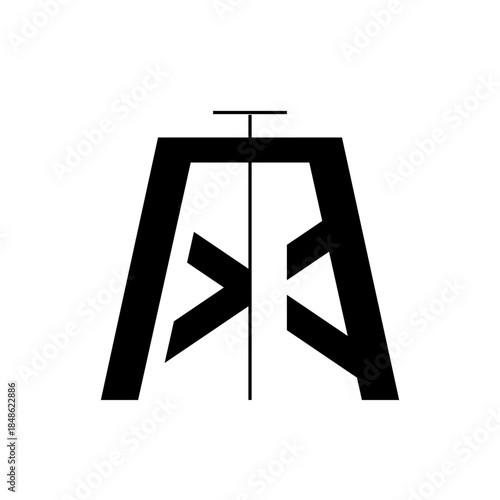 Minimalist Black and White Abstract Doorway with Symmetrical Design