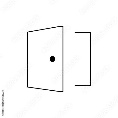 Minimalist Black Dot on White Rectangle with Partial Black Border Frame