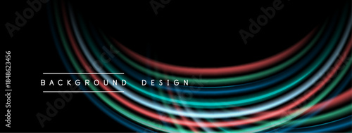 Abstract flowing lines create vibrant, colorful waves over black background. Modern design element for digital projects.