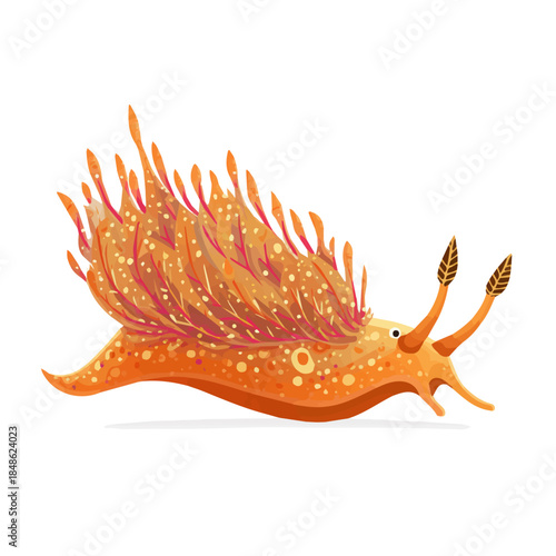 Minimal 2D flat vector of a Sea Slug, icon-style illustration on a white background