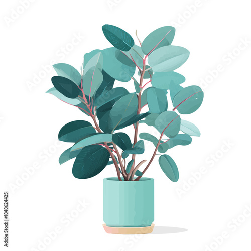 Rubber Plant, rendered in a minimalist 2D flat vector icon style against a pure white backdrop