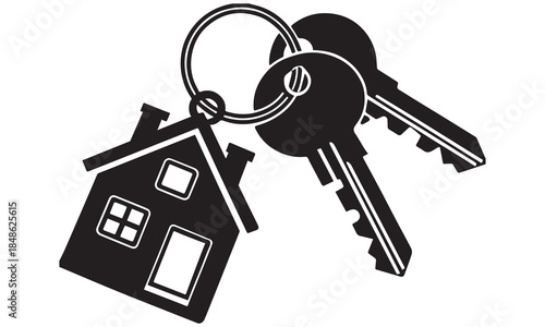 House Keychain Design – Home Keys, Heart Holder & Real Estate Symbol Vector