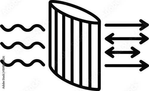 Air purifier filter with waves and arrows