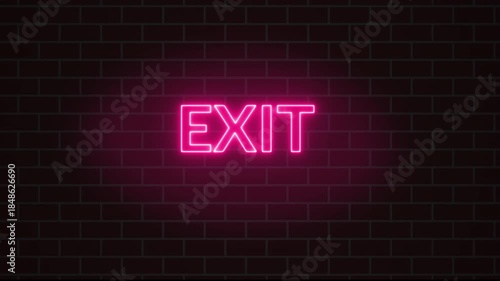 closed neon sign animation, exit text background, 4k