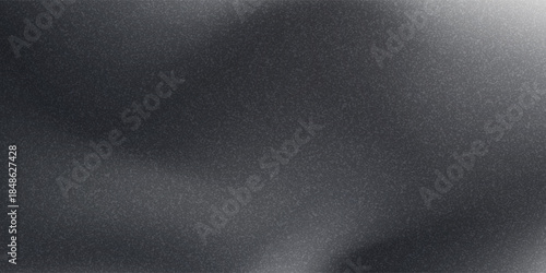 Black white dark gray silvery abstract background. Color gradient. Wave. Rough grain grainy grungy noise dust. Brushed matte shimmery blur. Light. Metallic steel metal effect. Design.