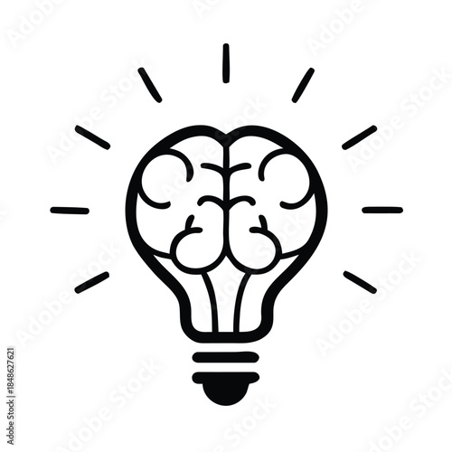 A light bulb with a brain inside symbolizes a new idea or inspiration.