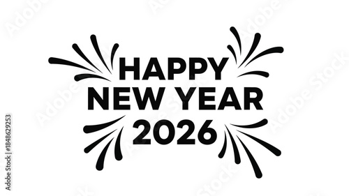 Festive new year greeting with radiating lines a bold text design silhouette