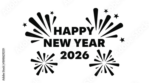Festive new year celebration with fireworks and text a striking silhouette