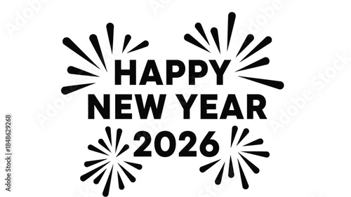 Festive new year wishes with fireworks and bold text a striking silhouette