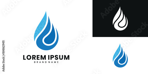 Blue water fire logo, fluid and energy elements