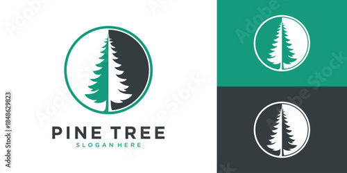Minimalist pine tree logo design template