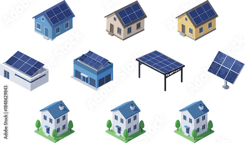 Solar panel buildings, clean energy, sustainable architecture, renewable power, eco-friendly design, green technology, solar rooftops, energy efficiency