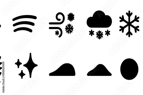 Harsh Winter Icons. Harsh winter visibility. Filled icon set of harsh winter visibility: haze arc, snow swirl,