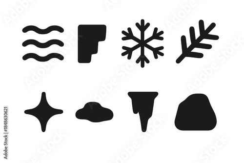 Minimal Frozen Icons. Minimal frozen icons. Filled icon set of minimal frozen icons: ice line, cliff outline,