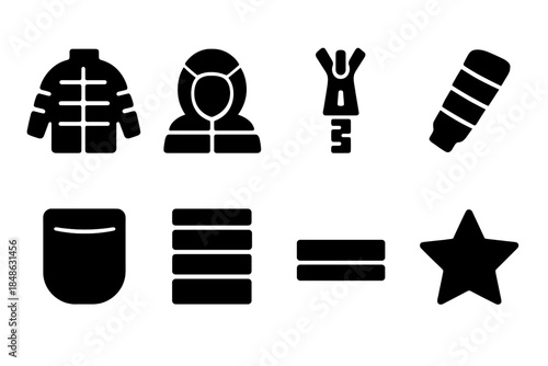 Neutral Silhouette Icons. Neutral padded silhouettes. Filled icon set of neutral padded silhouettes: coat