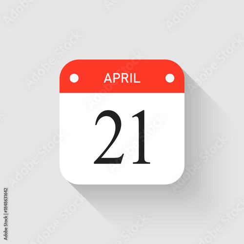 Vector icon page day calendar - 21 April month