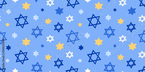 Modern Hanukkah vector seamless pattern. Jewish holidays wrapping paper abstract design with stars of David