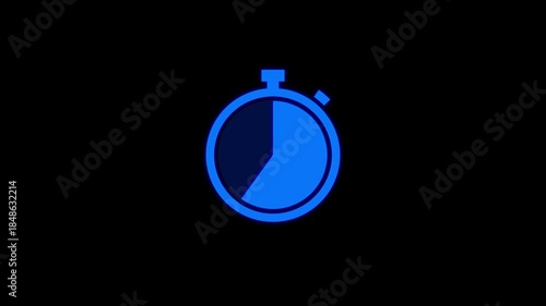Wallpaper Mural Stylized stopwatch icon with a blue segmented dial on a black background timer symbol Torontodigital.ca