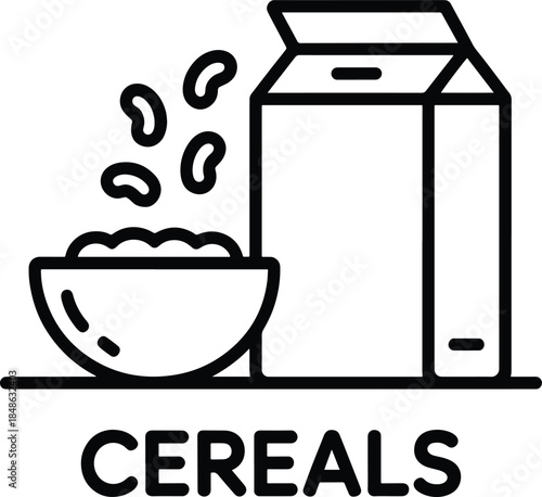 Cereals icon cereal box and bowl full of cereals