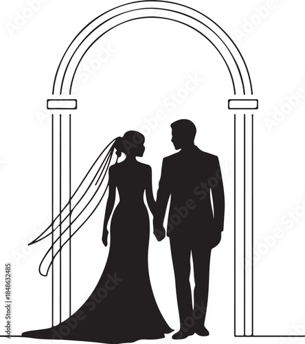 Wedding couple silhouette Vector