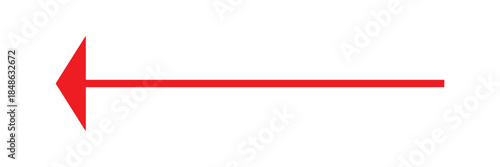 Red large arrow left pointing. solid long arrow icon sketched as vector symbol